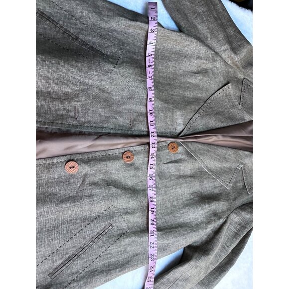 J. Jill Womens Tan Linen Blazer Jacket With 3/4 Sleeves & Button Closures size m - Picture 5 of 6